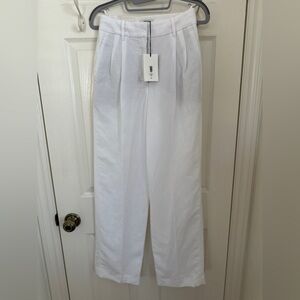 Aritzia Women's White Linen Trousers